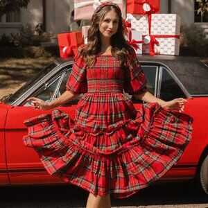 Ivy City Co Madeline Dress in Holiday Plaid